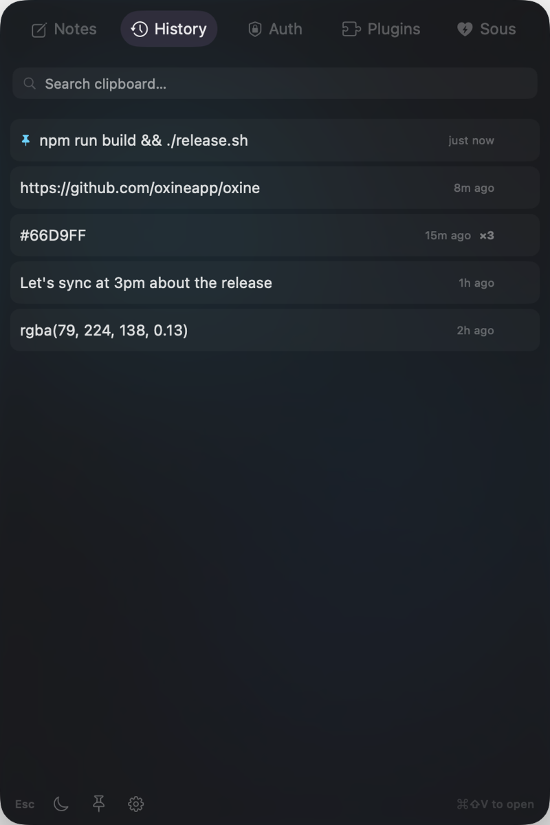 Oxine Clipboard History